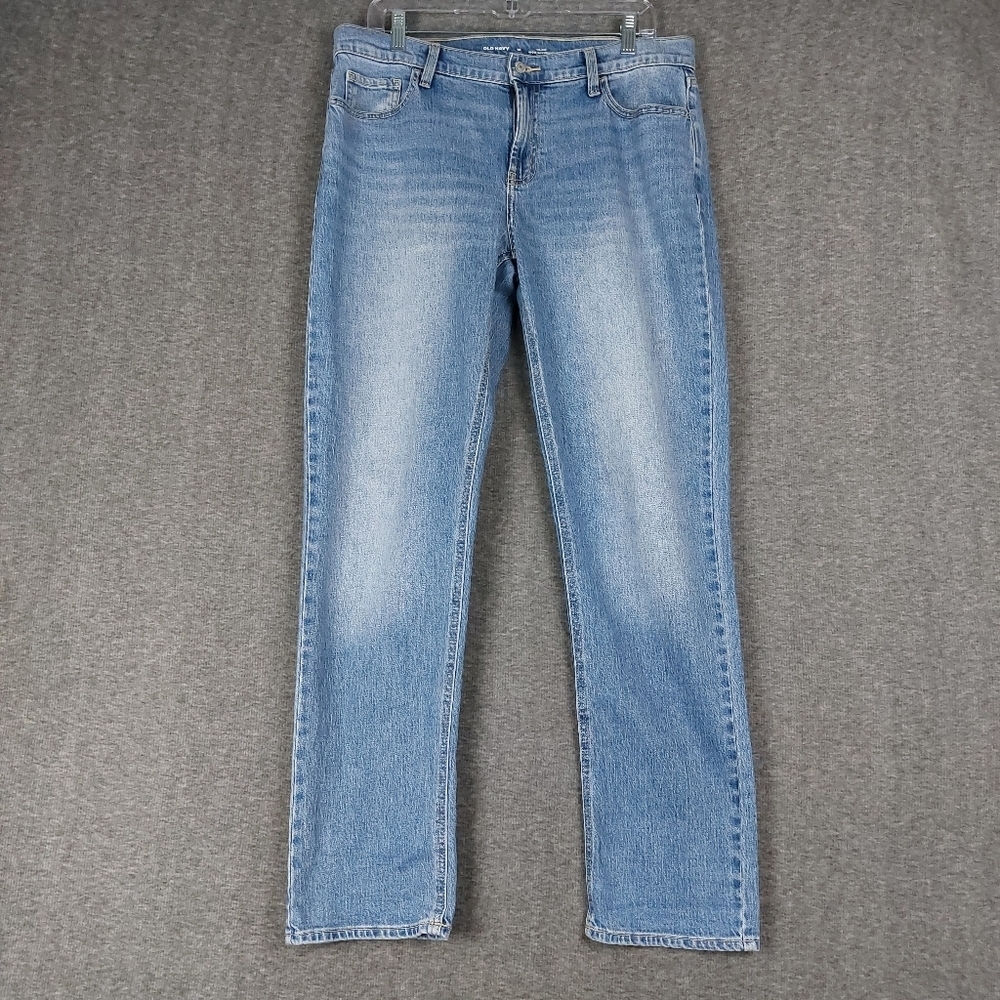 OLD NAVY JEANS WOMEN BLUE LIGHT WASH WOW MIDRISE BOYFRIEND STRAIGHT LEG DENIM 10
